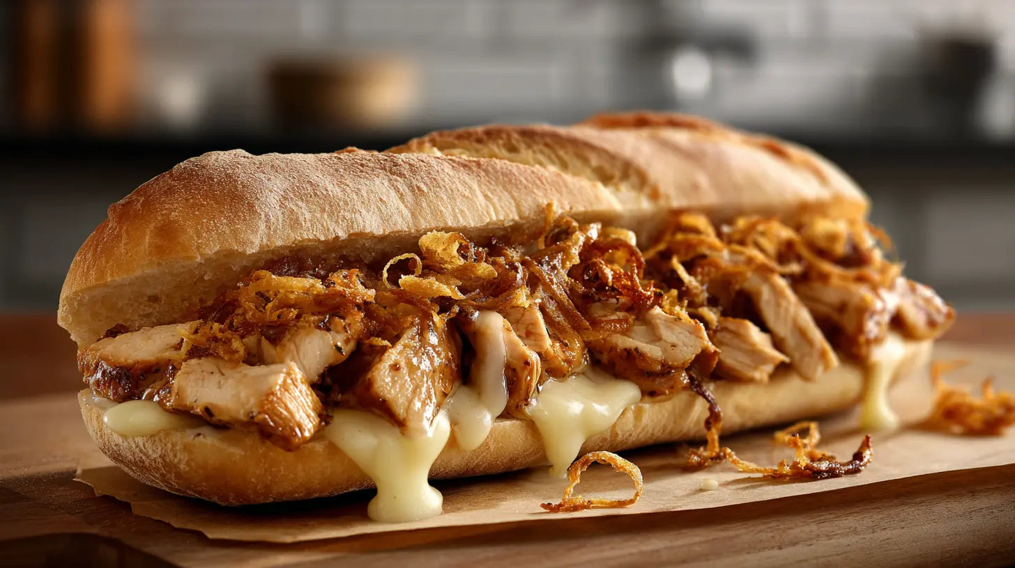 Knoblauch-Baguette mit Hähnchenbrust