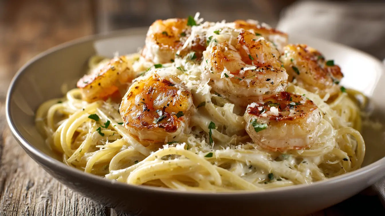 Knoblauch Spaghetti mit Garnelen