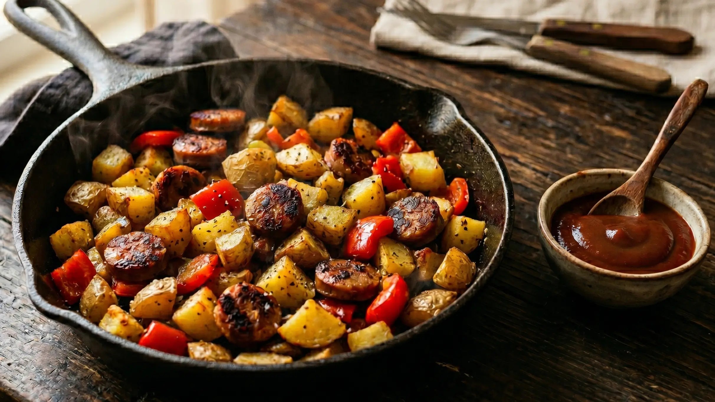 Bratwurst Pfanne mit Kartoffeln