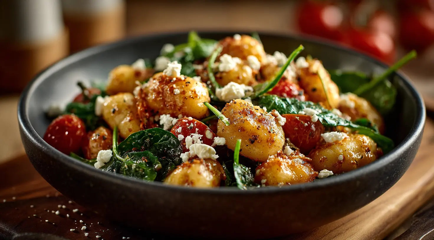 Gnocchi Spinat Feta Pfanne