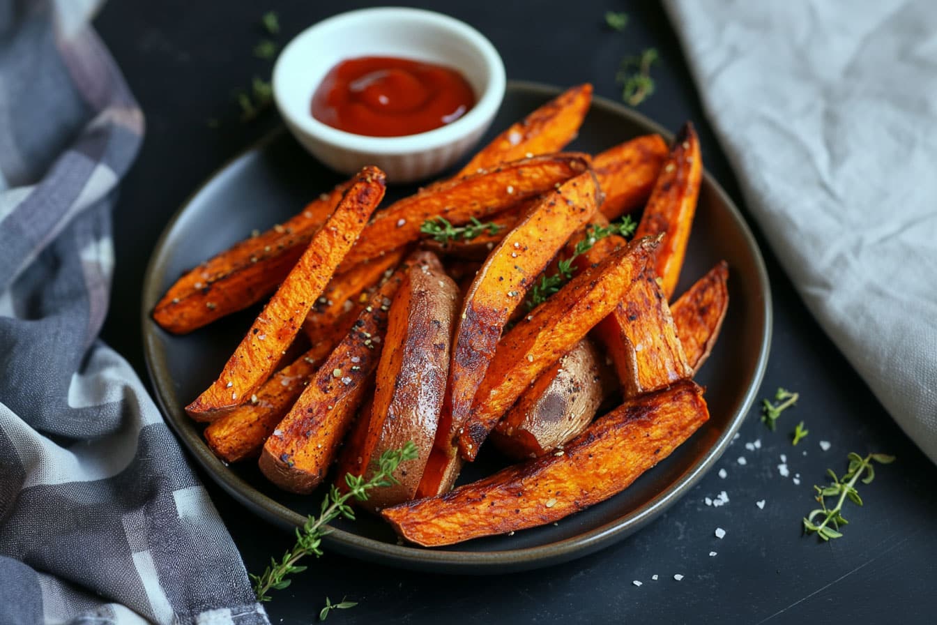 Knusprige Süßkartoffel Pommes Rezept