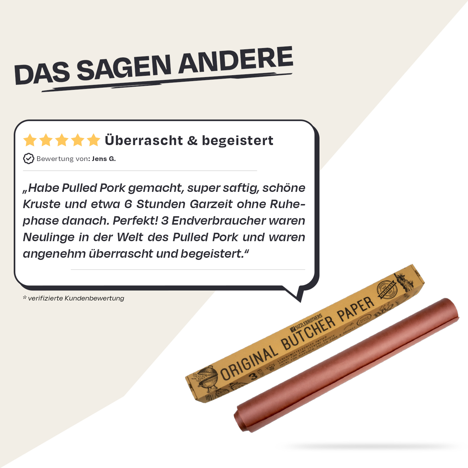Kundenbewertung zum Original USA Pink Butcher Paper fĂĽr BBQ & Grill