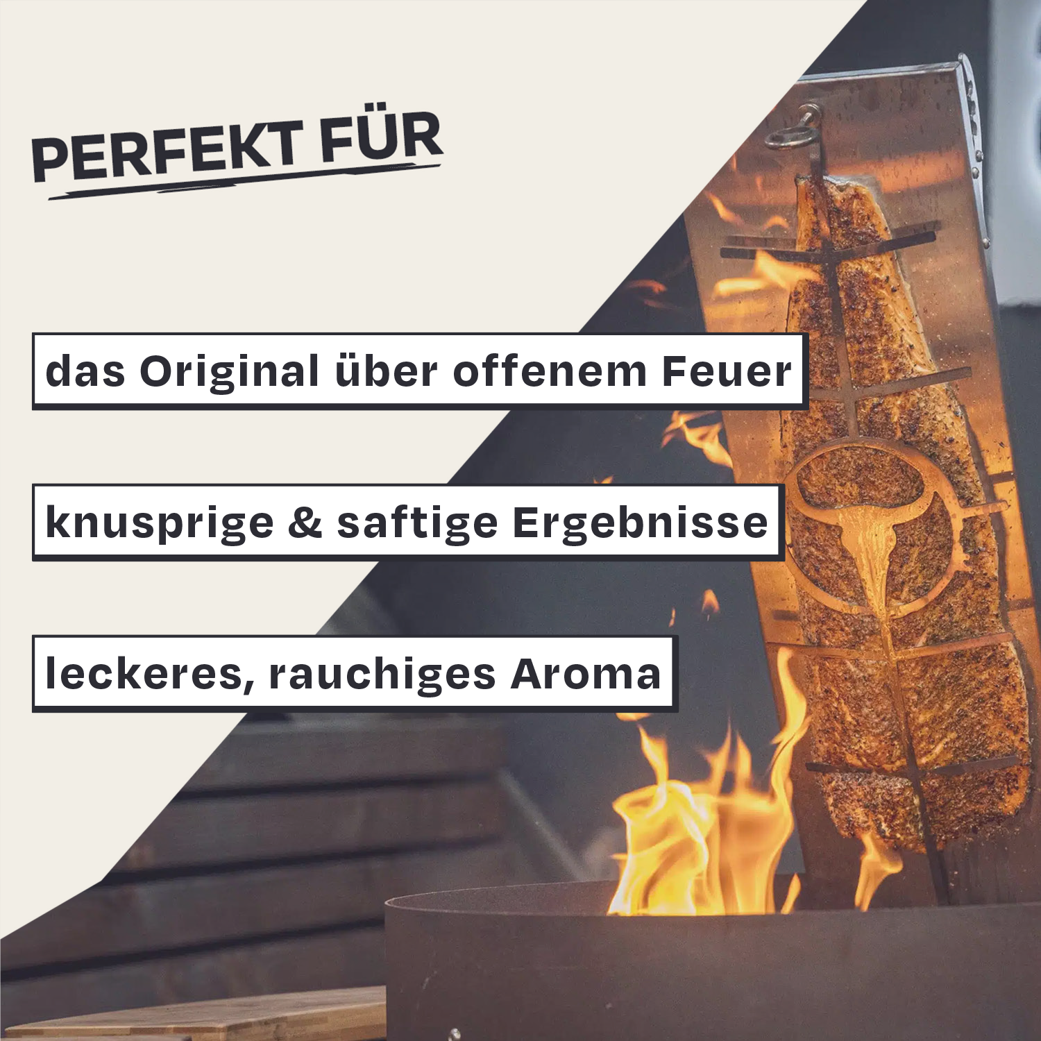 Flammlachsbrett aus Edelstahl