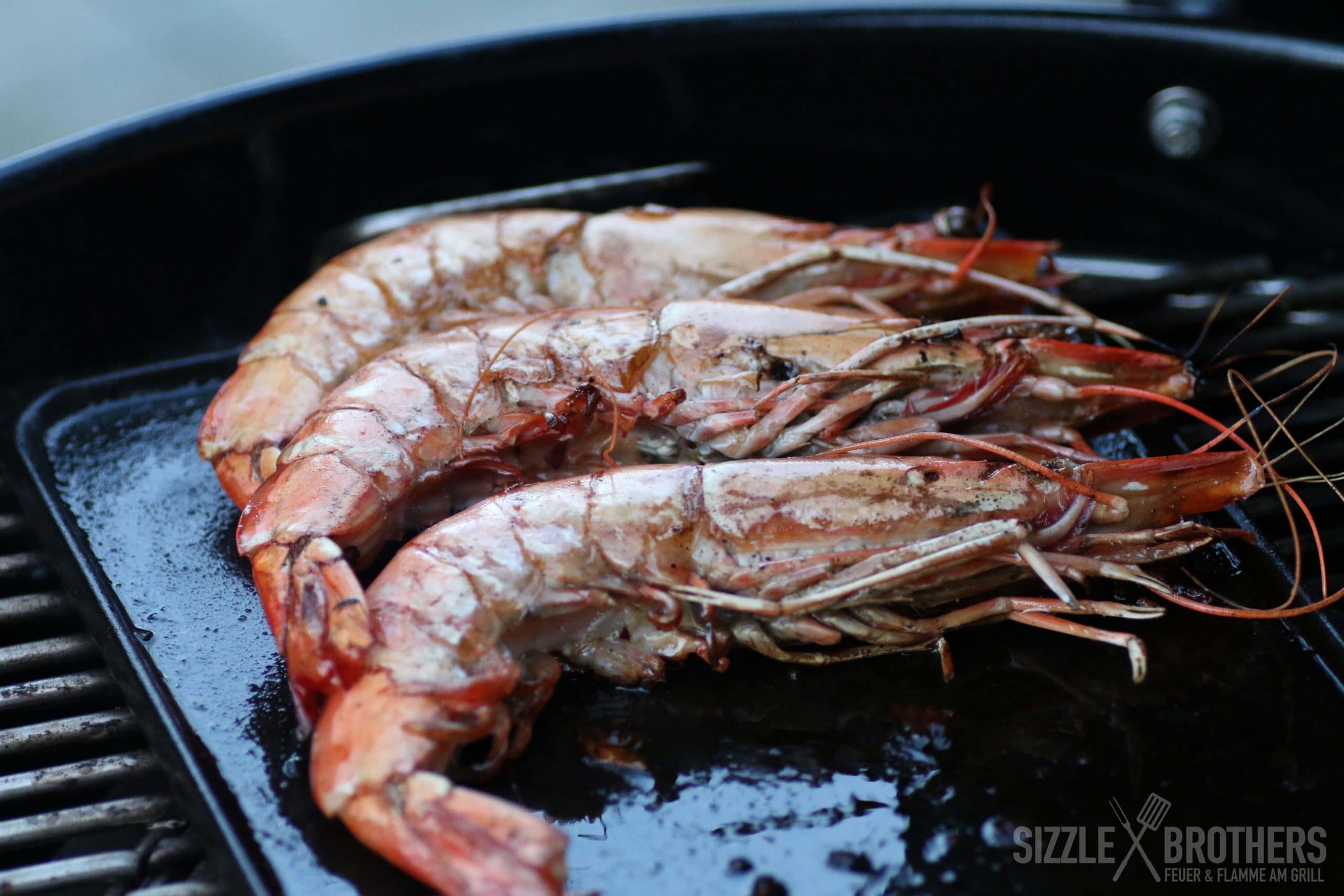 Garnelen auf einer Gussplancha