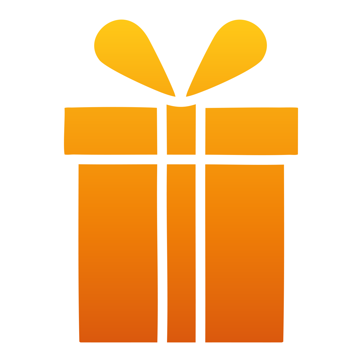 Gelbes Geschenk mit Schleife auf weißem Hintergrund.