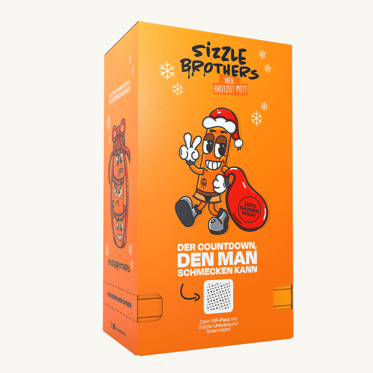 SizzleBrothers Adventskalender 2026 in der orangefarbenen Verpackung