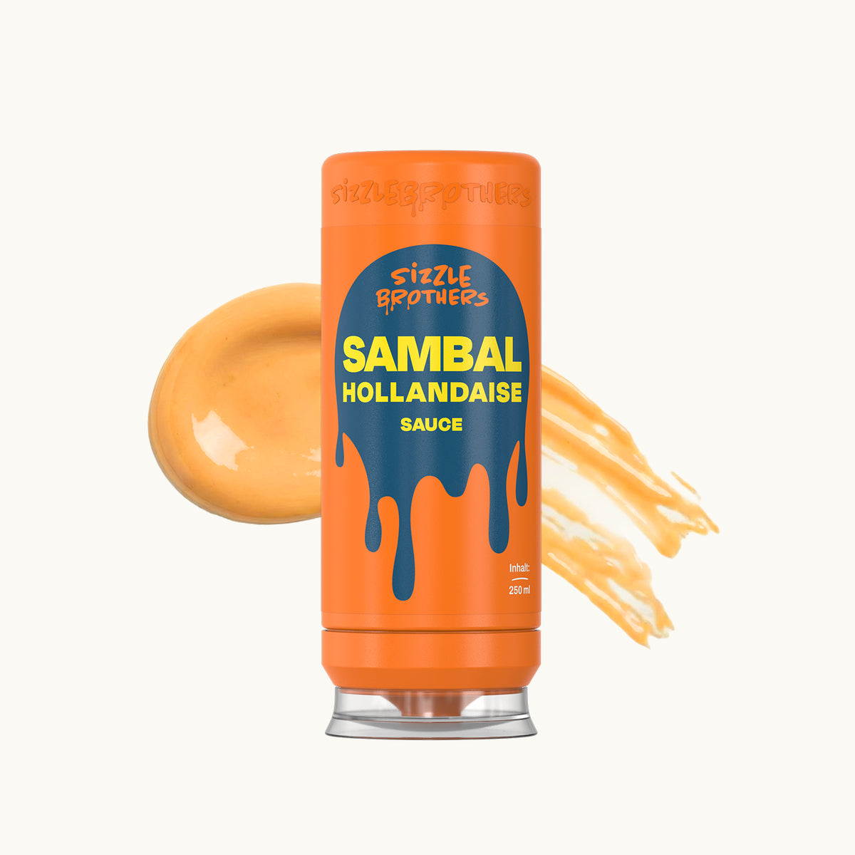 Orange Sambal Hollandaise Flasche, 250 ml, mit Orangensauce.