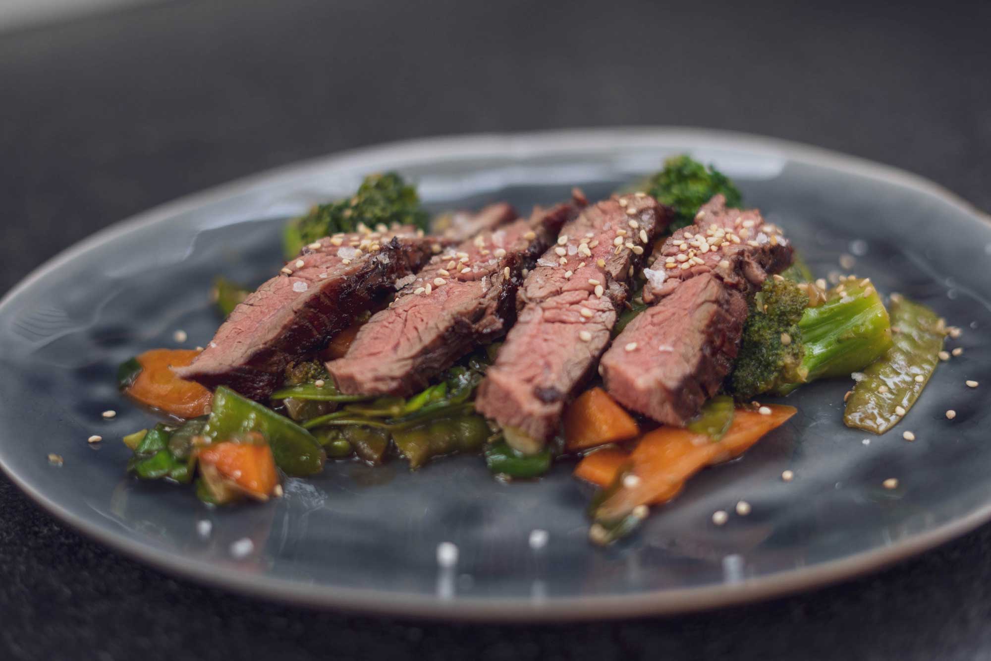 Flap Meat mit Asia Wok Gemüse