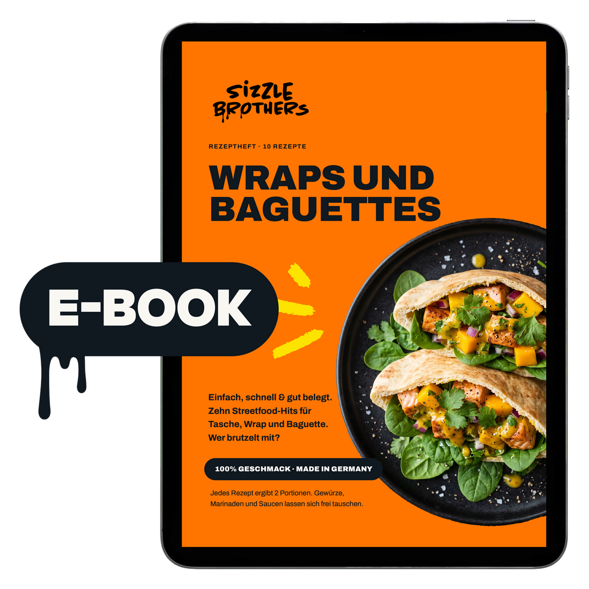 Cover des SizzleBrothers eBook mit 10 schnellen Wrap und Baguette Rezepten als PDF