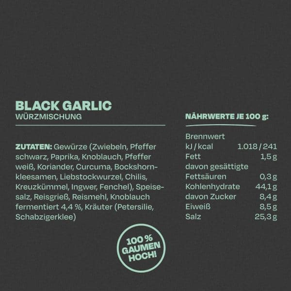 Zutaten vom Black Garlic Gewürz