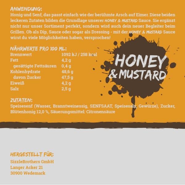 Honey & Mustard Sauce Zutaten & Nährwerte