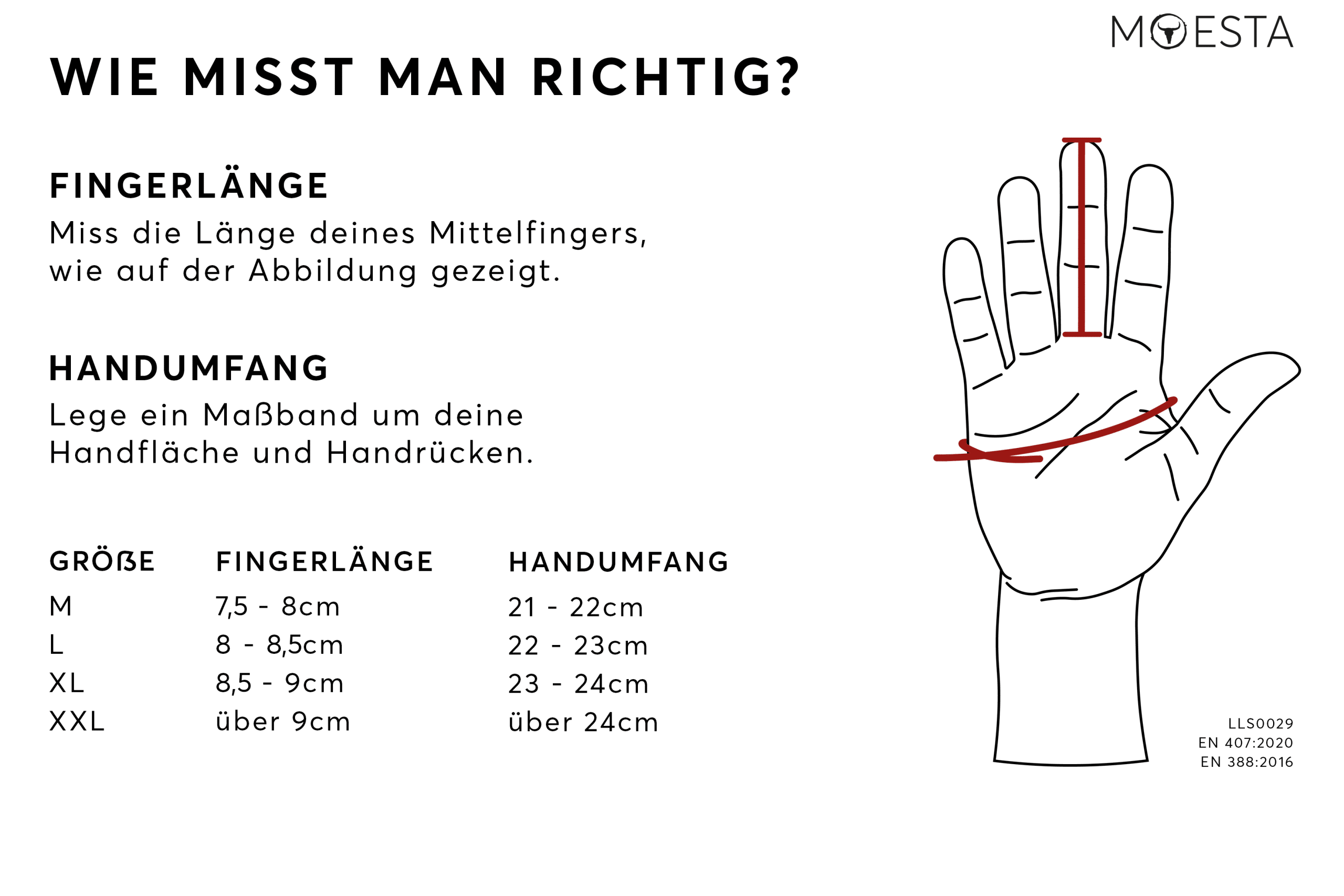 Größenguide für Hitzehandschuhe