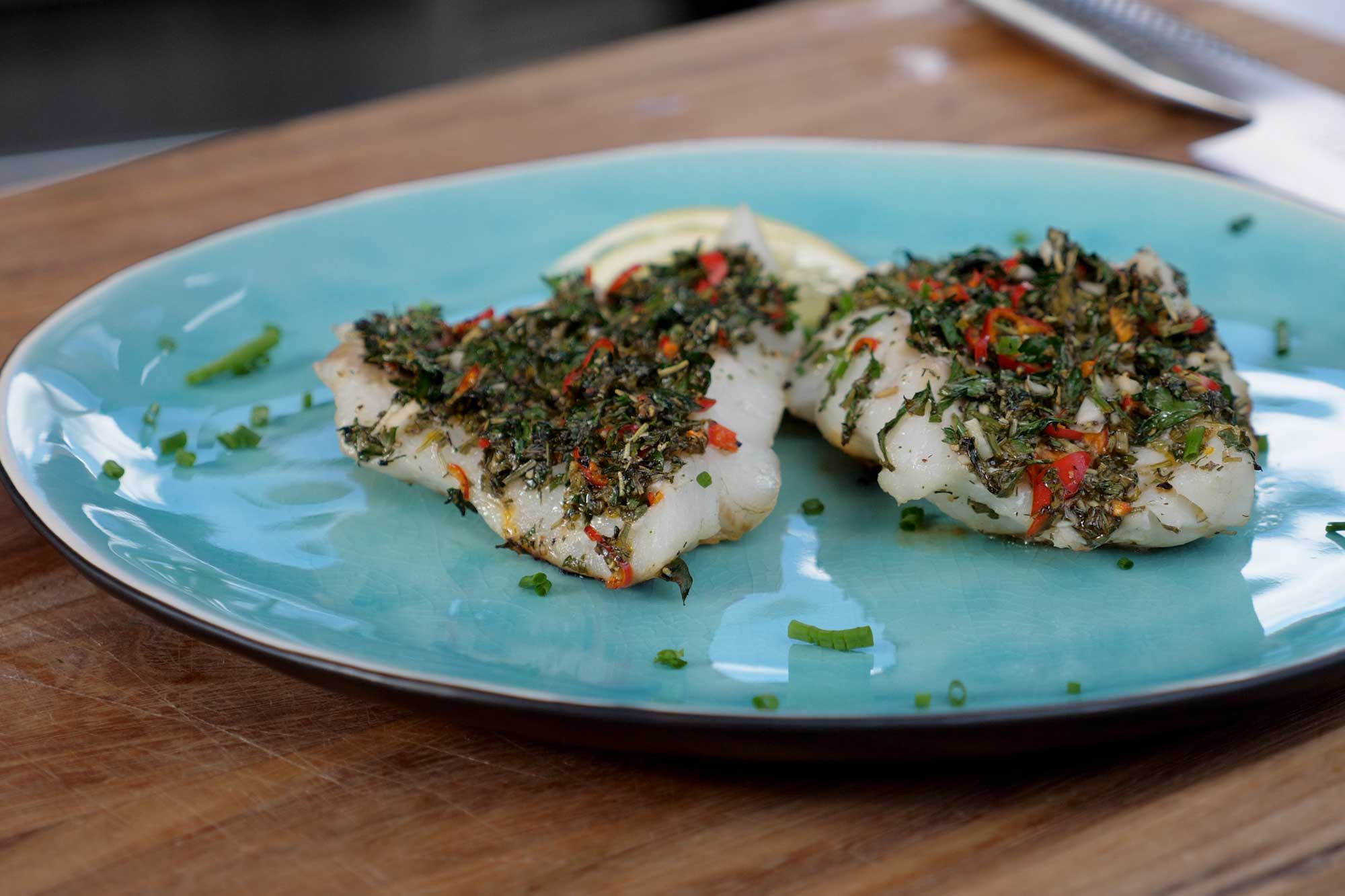 Pollack-Fisch mit Kräuterkruste