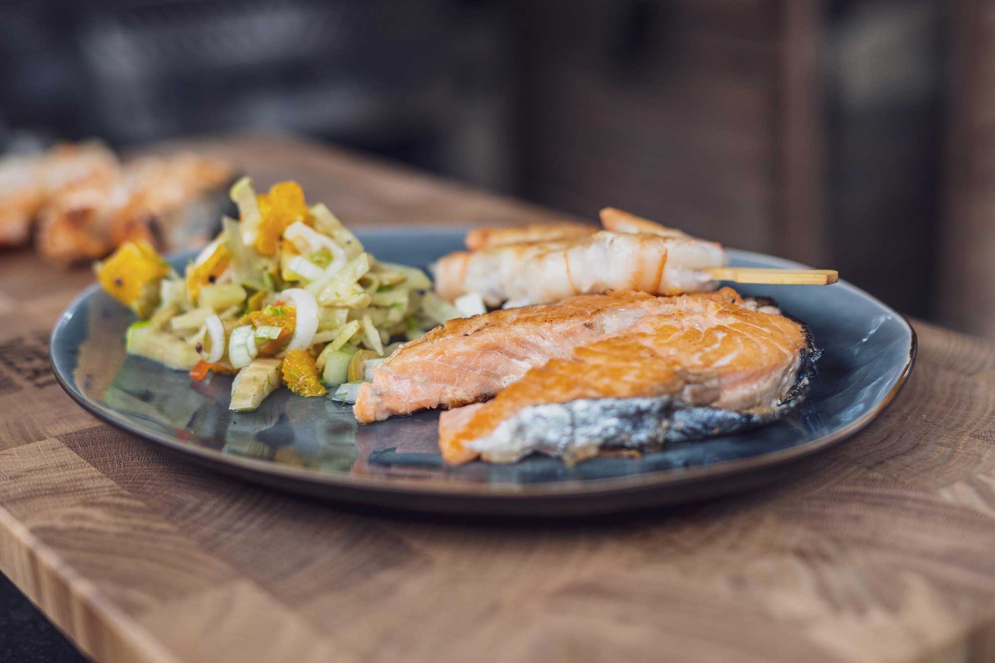 Lachs Steak vom Salzstein