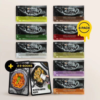 Marinaden-Set (8 x 25 ml) + 2 Rezept eBooks SizzleBrothers