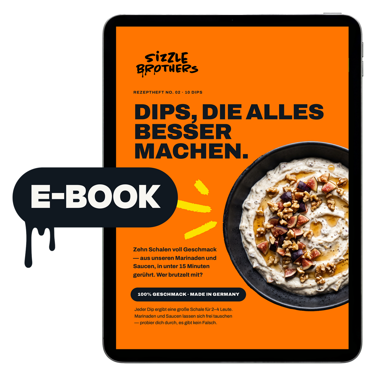 Cover des SizzleBrothers eBook mit 10 schnellen Dip-Rezepten als PDF