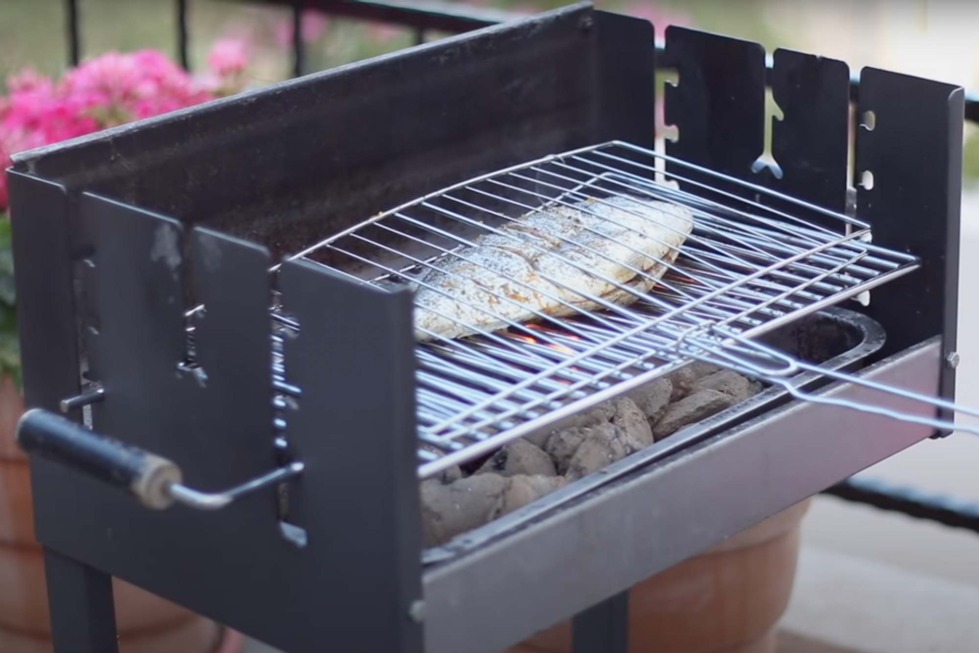 Die Dorade liegt auf dem Grill
