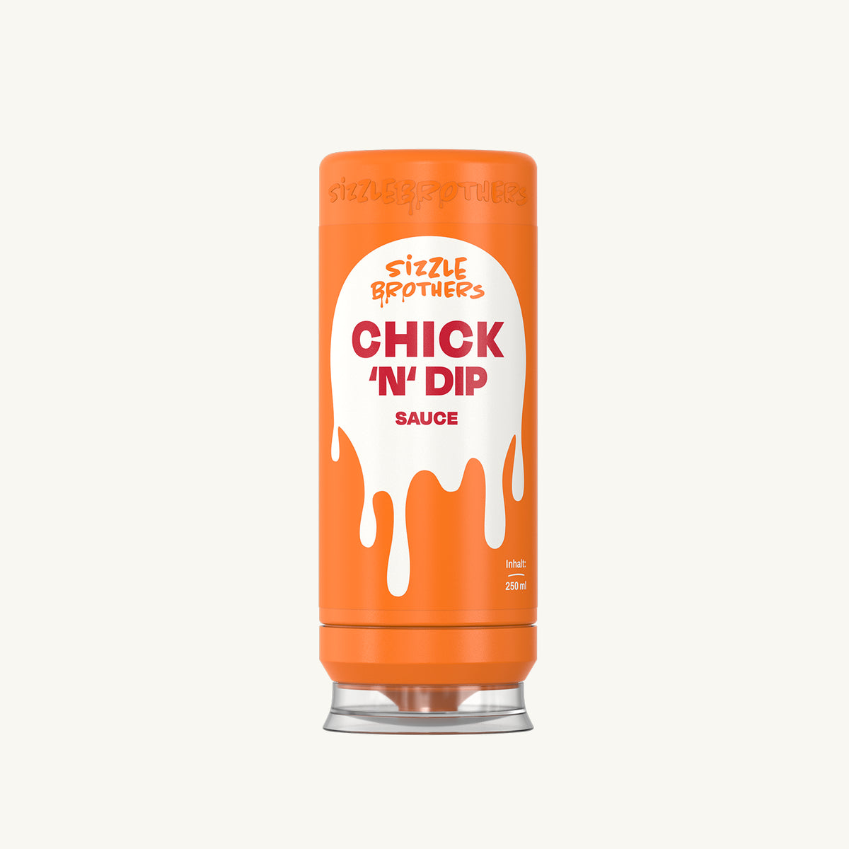 SizzleBrothers Chick 'N' Dip Sauce in orangefarbenen 250 ml Flasche