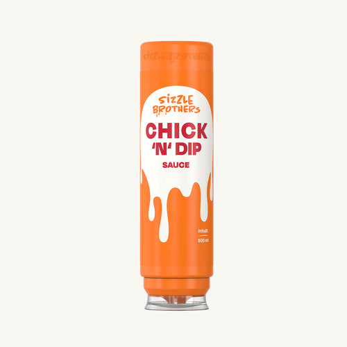 SizzleBrothers Chick 'N' Dip Sauce in orangefarbenen 500 ml Flasche