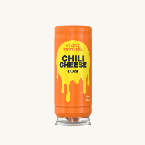 SizzleBrothers Chili Cheese Sauce, in orangener 250 ml Flasche