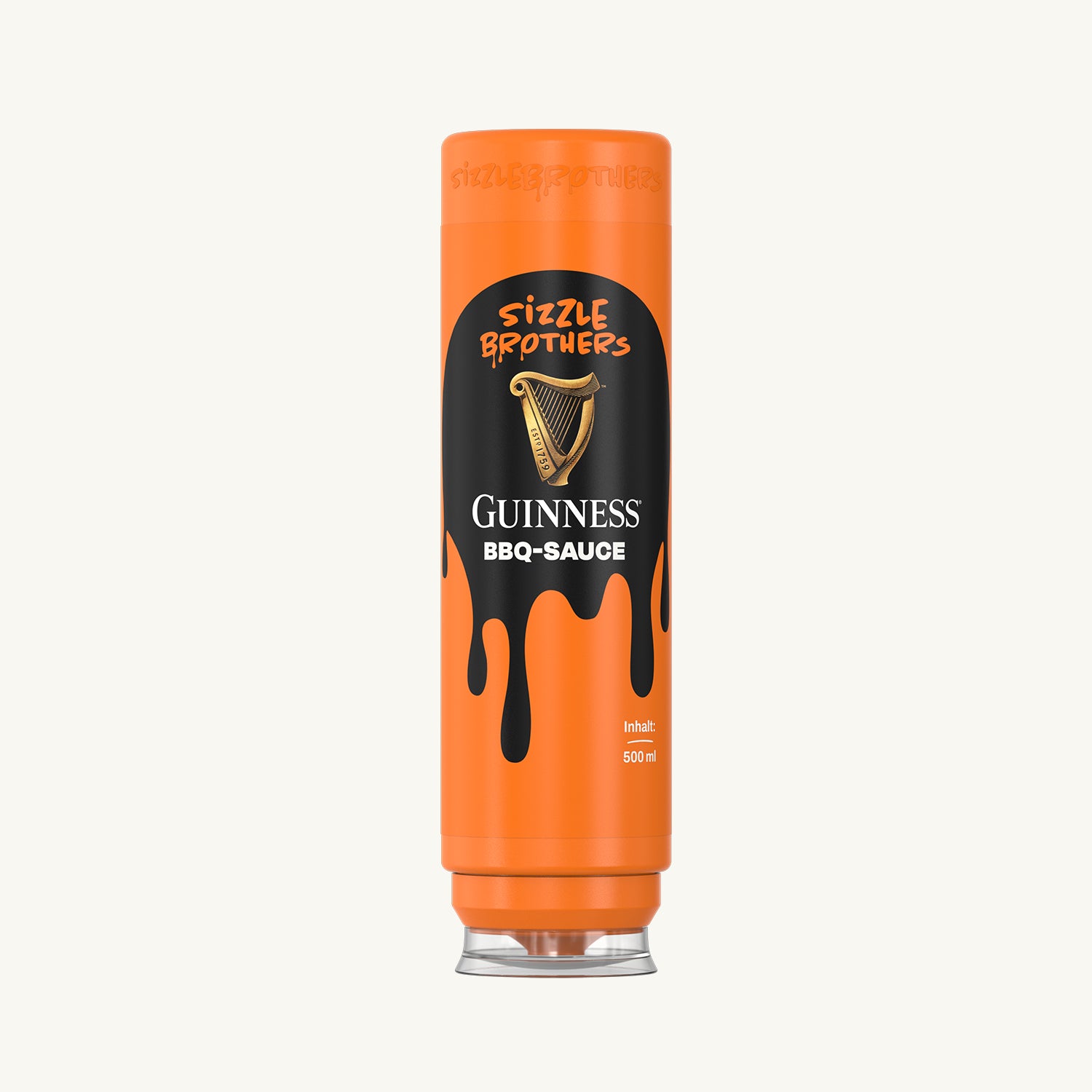 SizzleBrothers Guinness BBQ-Sauce in der orangefarbenen 500 ml Flasche