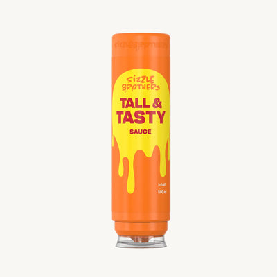 SizzleBrothers Tall & Tasty Burger Sauce, in orangener 500 ml Flasche