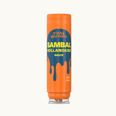SizzleBrothers Sambal Hollandaise Sauce, in orangener 500 ml Flasche