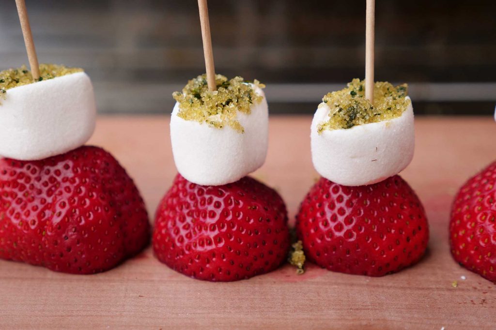 Auch ungegrillt sehen die Marshmallow-Erdbeer-Spieße verführerisch aus
